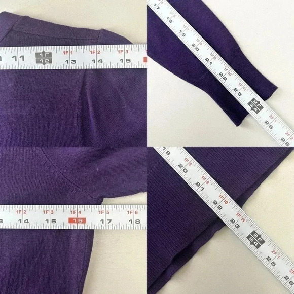 Ricki’s Cardigan  V Neck Button Front Fitted Purple Size Small - Picture 13 of 16